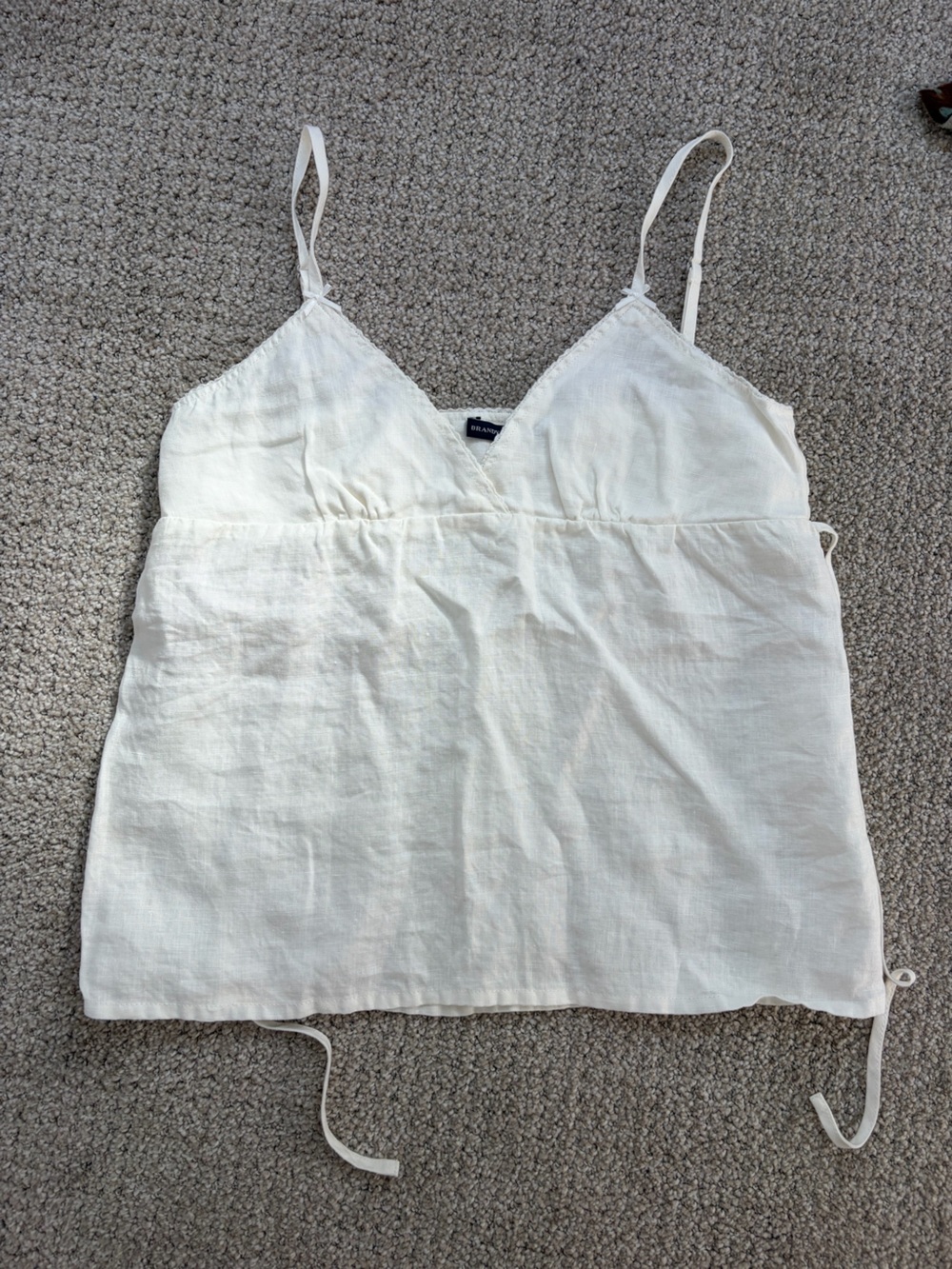 Brandy Melville Cream Linen-Cotton V-Neck Cami